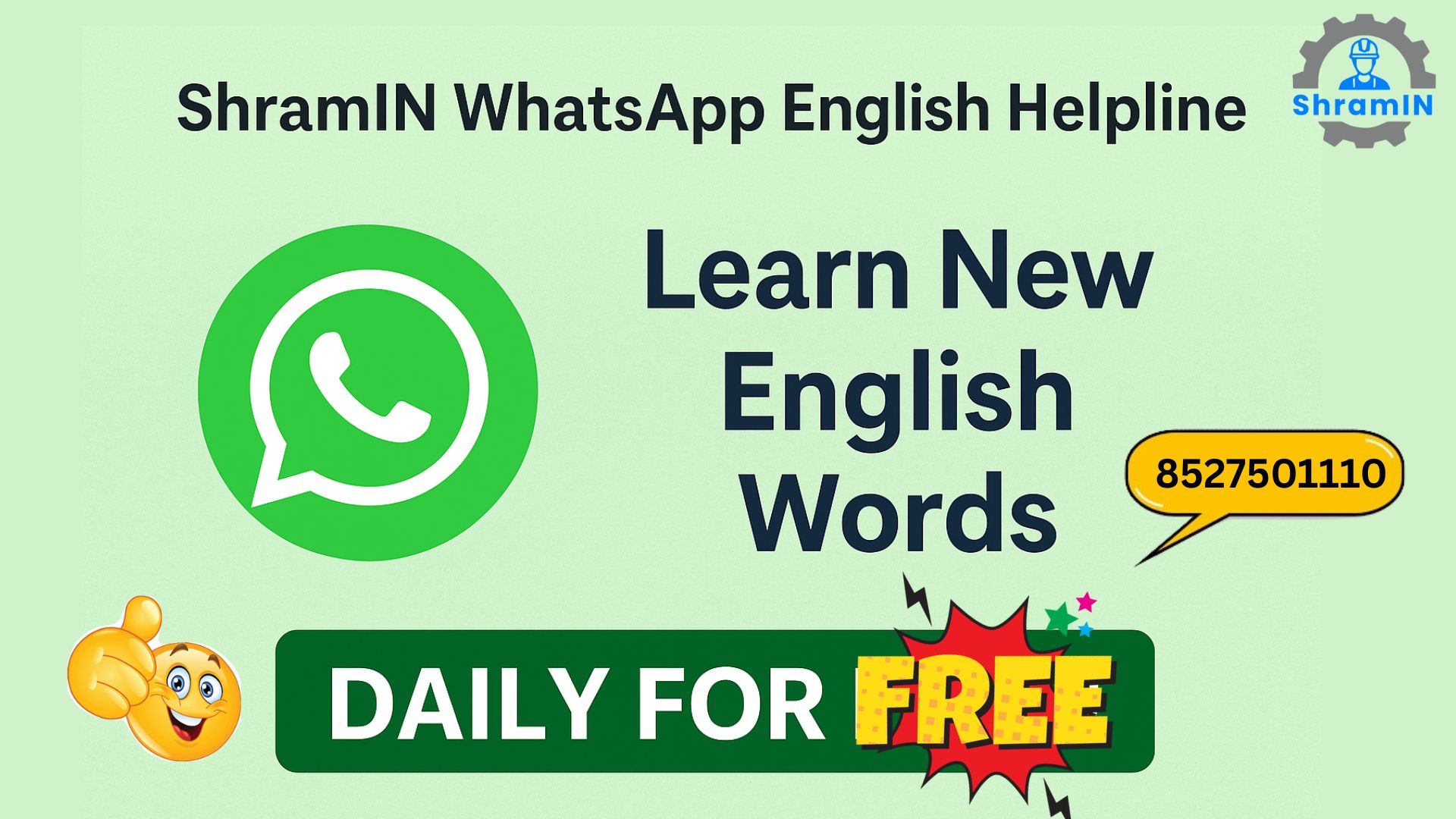 ShramIN WhatsApp English Helpline – Learn English Daily with Hindi Meanings & Free Live Classes!