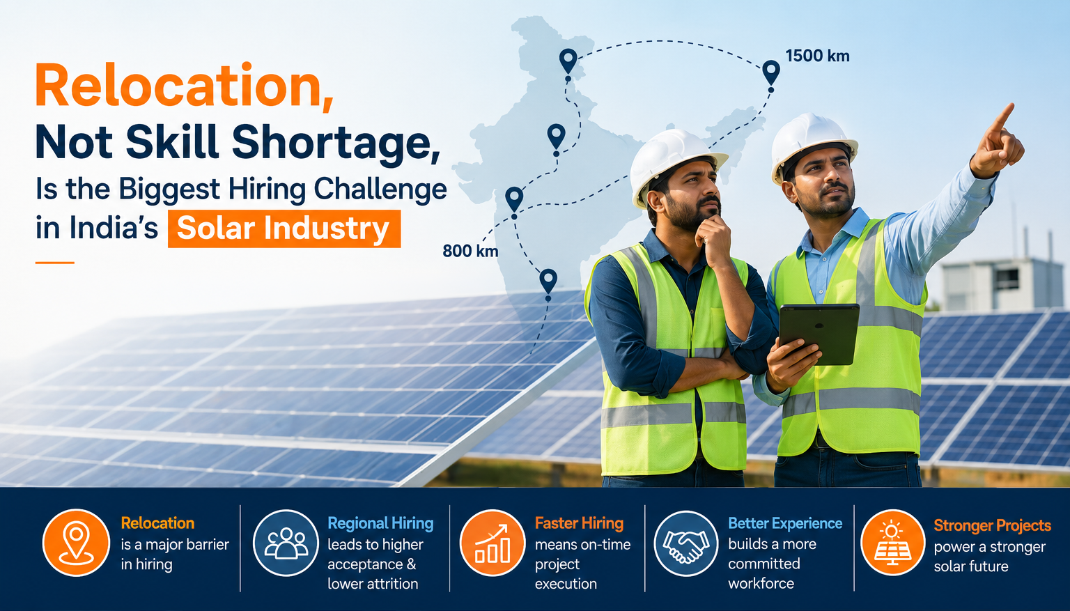 भारत के Solar Industry में सबसे बड़ी Hiring Challenge Skill Shortage नहीं, बल्कि Relocation है